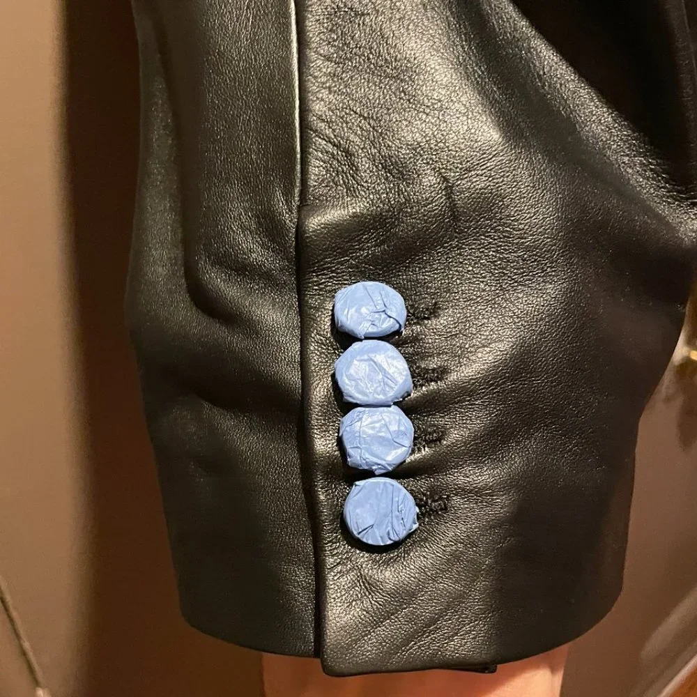 Mugler H&M Collab - Men's Defined-waist Leather Blazer  - Size 48R - Picture 4 of 8